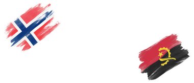 Beyaz Arkaplanda Norveç ve Angola Bayrakları