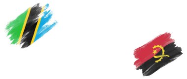 Beyaz Arkaplanda Tanzanya ve Angola Bayrakları