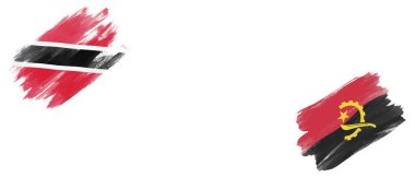 Trinidad ve Tobago ve Angola Bayrakları Beyaz Arkaplanda