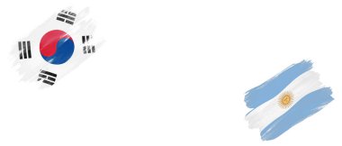 Beyaz Arkaplanda Güney Kore ve Arjantin Bayrakları