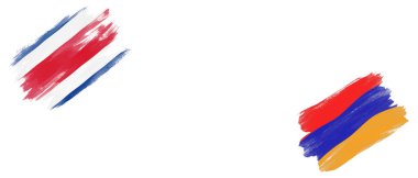 Beyaz Arkaplanda Kosta Rika ve Ermenistan Bayrakları