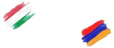 Beyaz Arkaplanda Macaristan ve Ermenistan Bayrakları