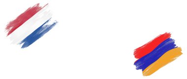 Beyaz Arkaplanda Hollanda ve Ermenistan Bayrakları