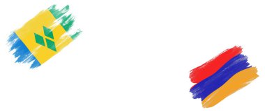 Saint Vincent ve Grenadinler ve Beyaz Arkaplanda Ermenistan Bayrakları