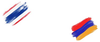 Beyaz Arkaplanda Tayland ve Ermenistan Bayrakları