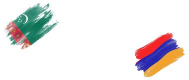 Beyaz Arkaplanda Türkmenistan ve Ermenistan Bayrakları