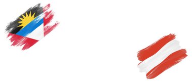 Antigua ve Barbuda ve Avusturya Bayrakları Beyaz Arkaplanda