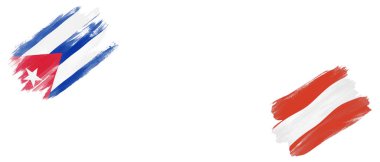 Beyaz Arkaplanda Küba ve Avusturya Bayrakları