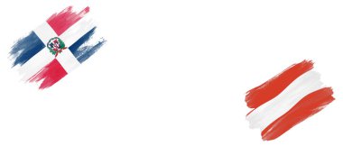 Beyaz Arkaplanda Dominik Cumhuriyeti ve Avusturya Bayrakları