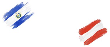 Beyaz Arkaplanda El Salvador ve Avusturya Bayrakları