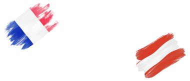 Beyaz Arkaplanda Fransa ve Avusturya Bayrakları