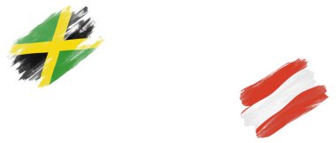 Beyaz Arkaplanda Jamaika ve Avusturya Bayrakları