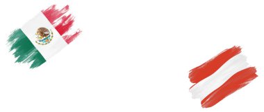 Beyaz Arkaplanda Meksika ve Avusturya Bayrakları