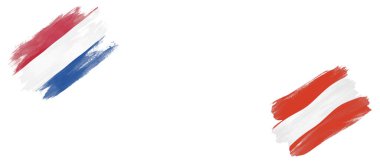 Beyaz Arkaplanda Hollanda ve Avusturya Bayrakları