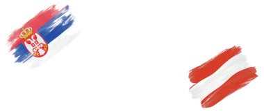 Sırbistan ve Avusturya Beyaz Arkaplanda Bayraklar