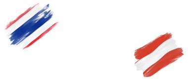 Beyaz Arkaplanda Tayland ve Avusturya Bayrakları