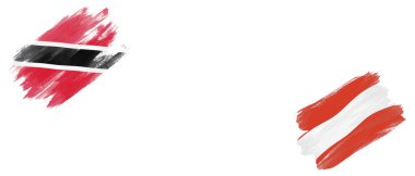 Beyaz Arkaplanda Trinidad ve Tobago ve Avusturya Bayrakları