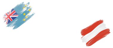 Tuvalu ve Avusturya Bayrakları Beyaz Arkaplanda