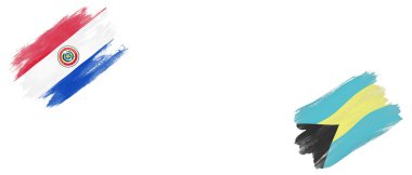 Beyaz Arkaplanda Paraguay ve Bahamalar Bayrakları