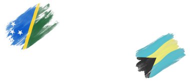 Solomon Adaları ve Bahamalar Beyaz Arkaplanda Bayraklar