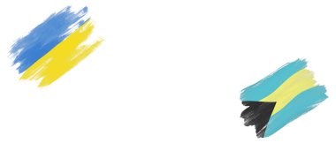 Beyaz Arkaplanda Ukrayna ve Bahamalar Bayrakları