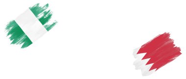 Beyaz Arkaplanda Nijerya ve Bahreyn Bayrakları