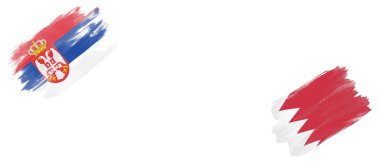 Sırbistan ve Bahreyn Bayrakları Beyaz Arkaplanda