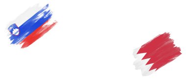 Slovenya ve Bahreyn Bayrakları Beyaz Arkaplanda