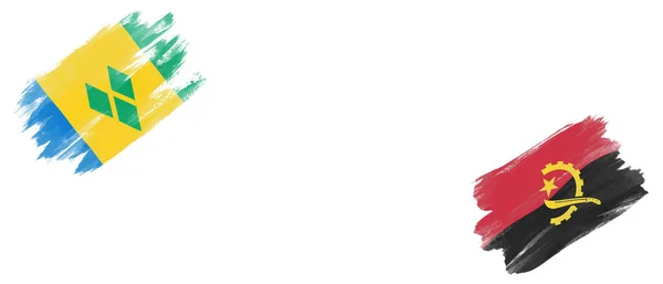セントビンセントとグレナディーンとアンゴラの旗 白い背景 — ストック写真