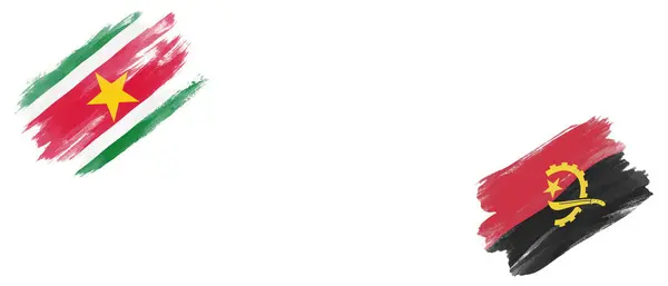 苏里南和安哥拉白底国旗 — 图库照片