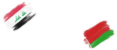 Beyaz Arkaplanda Irak ve Belarus Bayrakları