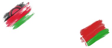 Beyaz Arkaplanda Malawi ve Belarus Bayrakları