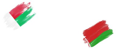 Madagaskar ve Beyaz Arkaplanda Beyaz Bayraklar