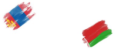 Beyaz Arkaplanda Moğolistan ve Belarus Bayrakları