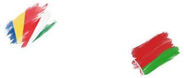 Seychelles and Belarus Flags on White Background