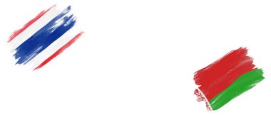 Thailand and Belarus Flags on White Background