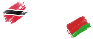 Trinidad and Tobago and Belarus Flags on White Background