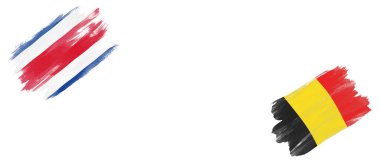 Beyaz Arkaplanda Kosta Rika ve Belçika Bayrakları