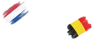 Beyaz Arkaplanda Hollanda ve Belçika Bayrakları