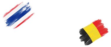 Beyaz Arkaplanda Tayland ve Belçika Bayrakları