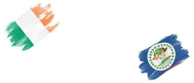 Beyaz Arkaplanda İrlanda ve Belize Bayrakları