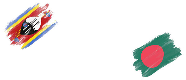 Флаги Свазиленда и Бангладеш на белом фоне