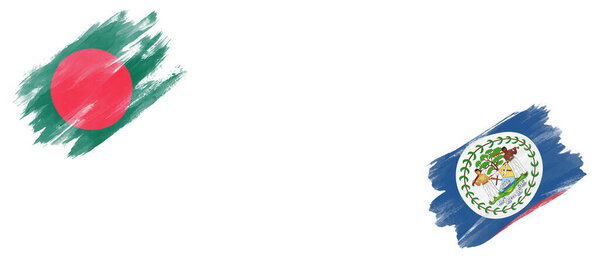 Флаги Бангладеш и Белиза на белом фоне
