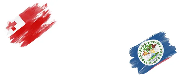 汤加和伯利兹白底旗 — 图库照片