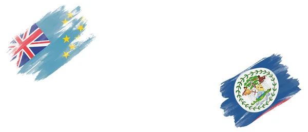 图瓦卢和伯利兹白底旗 — 图库照片