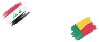 Beyaz Arkaplanda Irak ve Benin Bayrakları