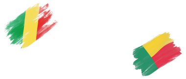 Beyaz Arkaplanda Kongo Cumhuriyeti ve Benin Bayrakları