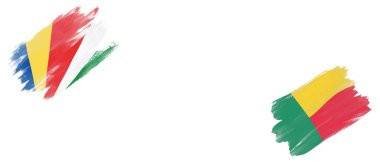 Beyaz Arkaplanda Seyşeller ve Benin Bayrakları