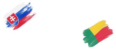 Beyaz Arkaplanda Slovakya ve Benin Bayrakları