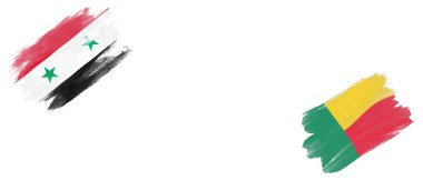 Beyaz Arkaplanda Suriye ve Benin Bayrakları